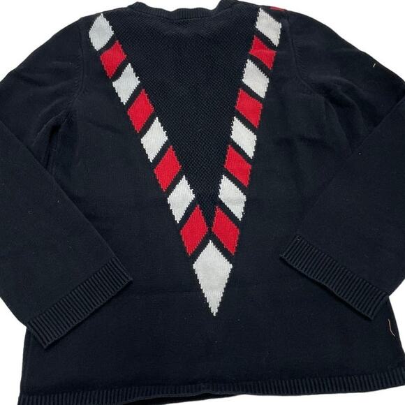 Victor Glemaud‎ Sweater Women Medium Black Red V Front Knit Cotton Cashmere - Picture 4 of 9